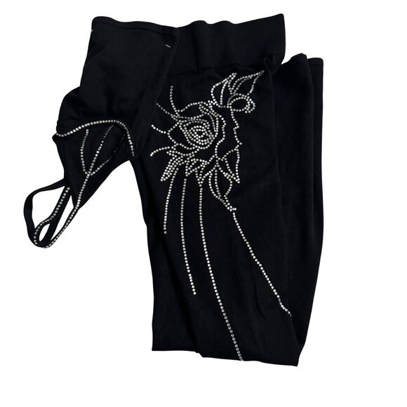 I.AM.GIA Black Knit Embellished Womens Set pant/top sz XXS black flared nwot - Picture 11 of 15
